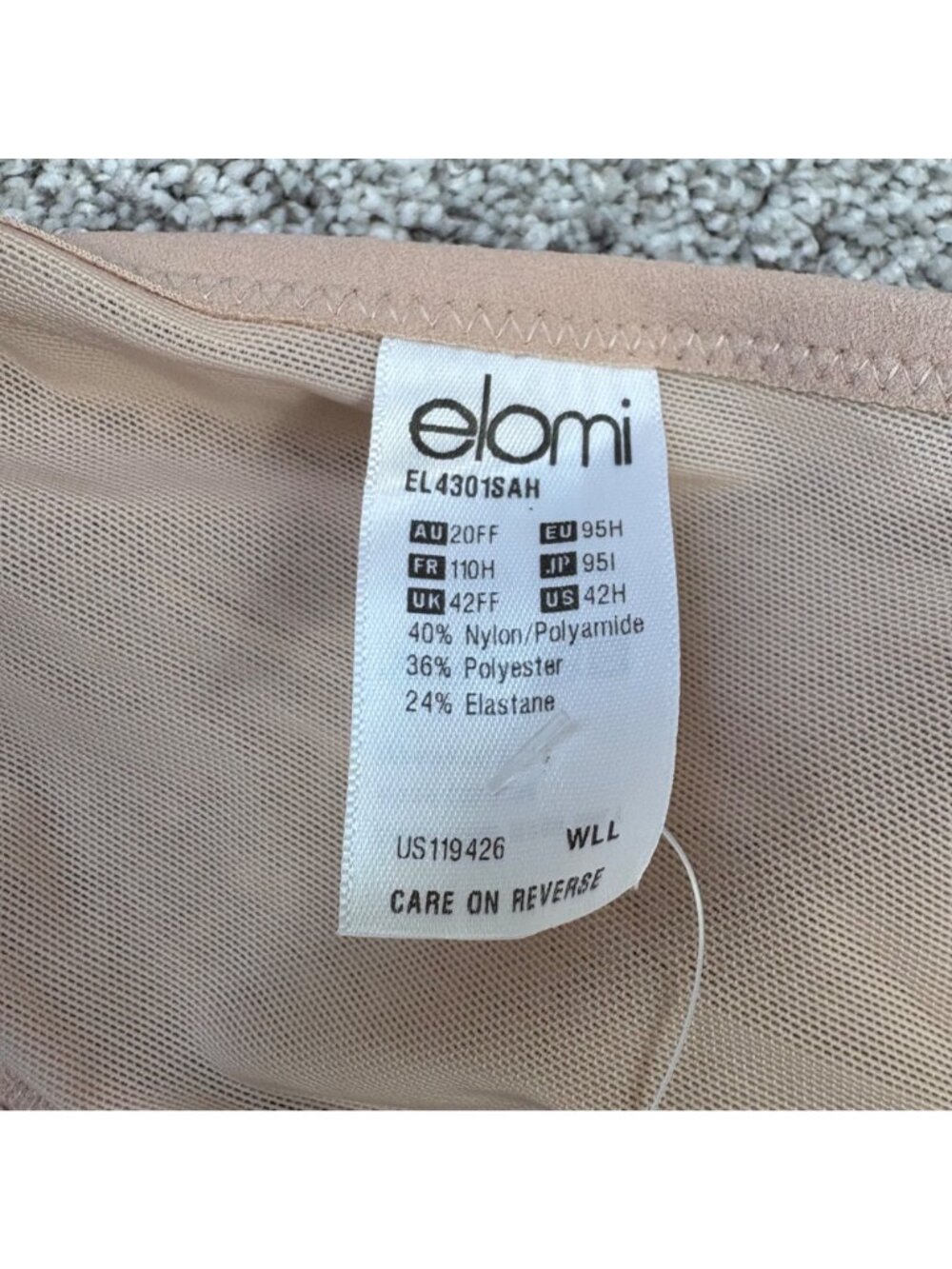 Elomi Cate Full Coverage Underwire Bra Smooth Nude US 42H EU 95H EL4301SAH - Picture 4 of 9